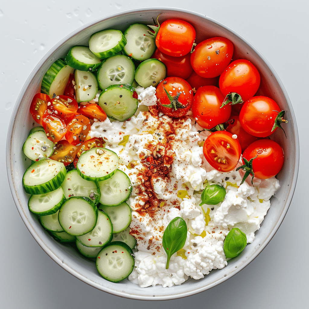 Cherry tomatoes + cucumber + olive oil + smoked paprika