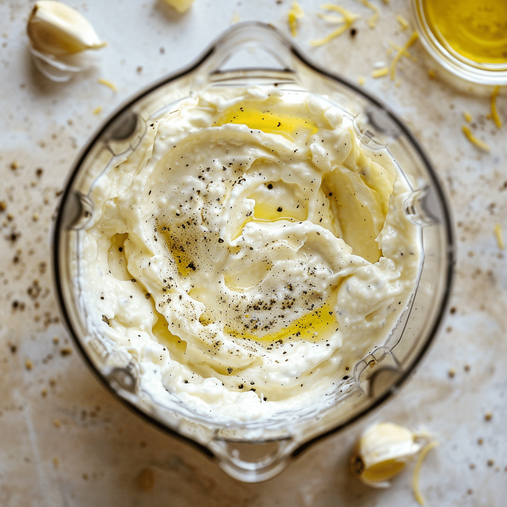 blended cottage cheese pasta sauce in a blender jar