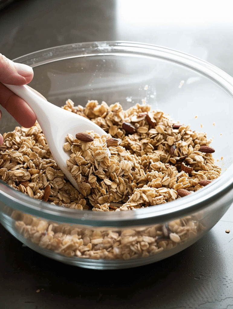 Crunchy granola bars with puffed rice and chopped nuts