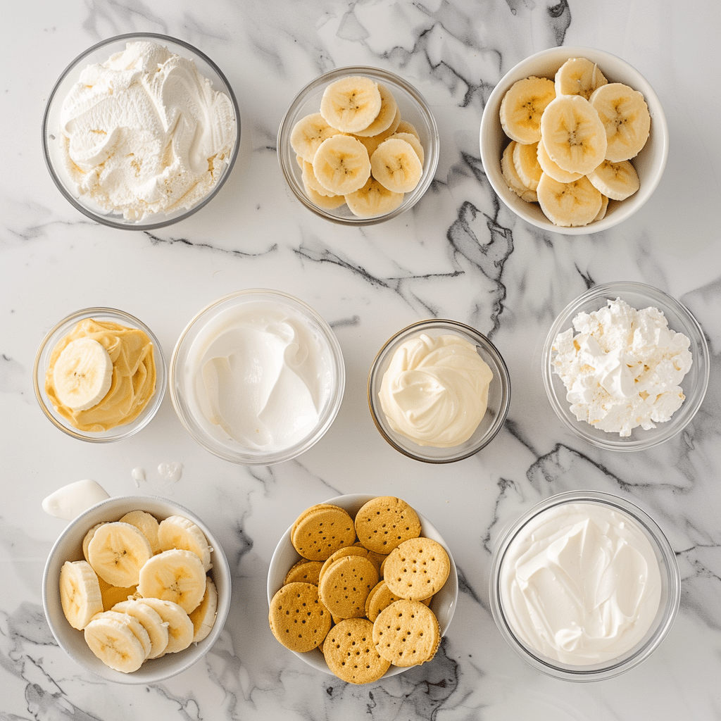 Ingredients for gluten- free banana pudding recipe
