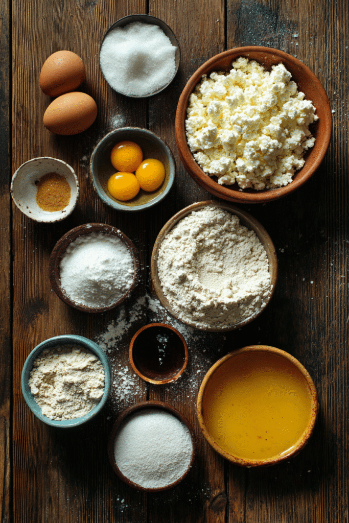 Ingredients for gluten free cottage cheese pancakes