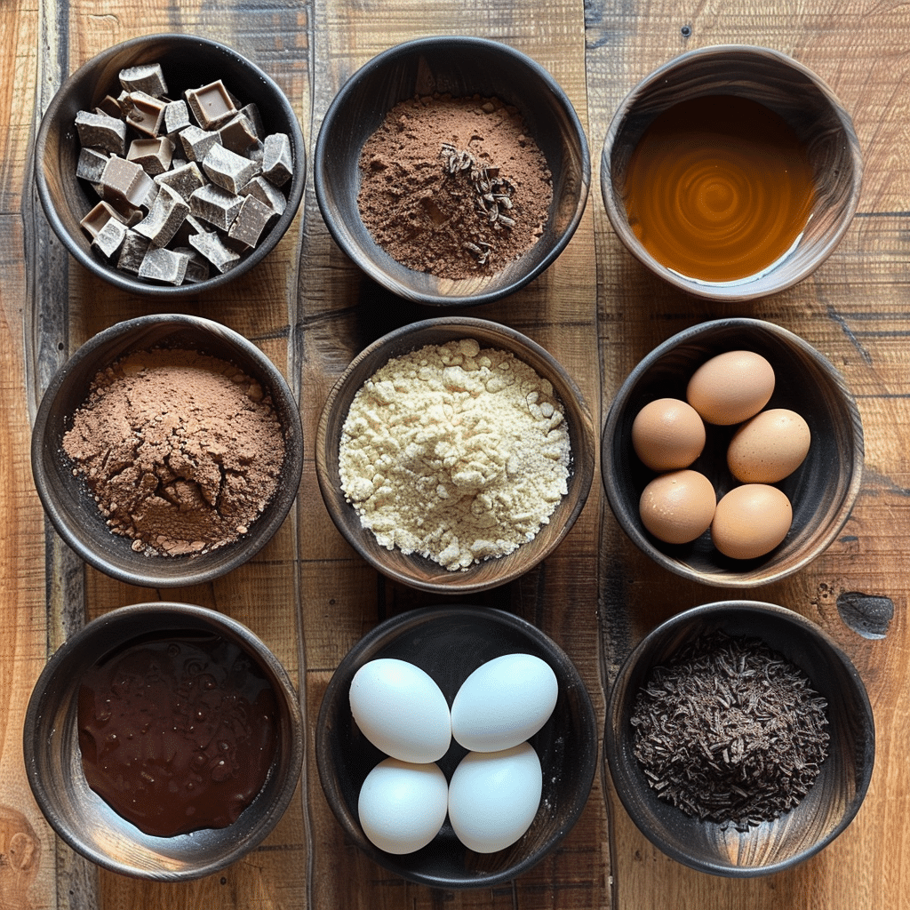 Ingredients for the best healthy double chocolate muffins flourless