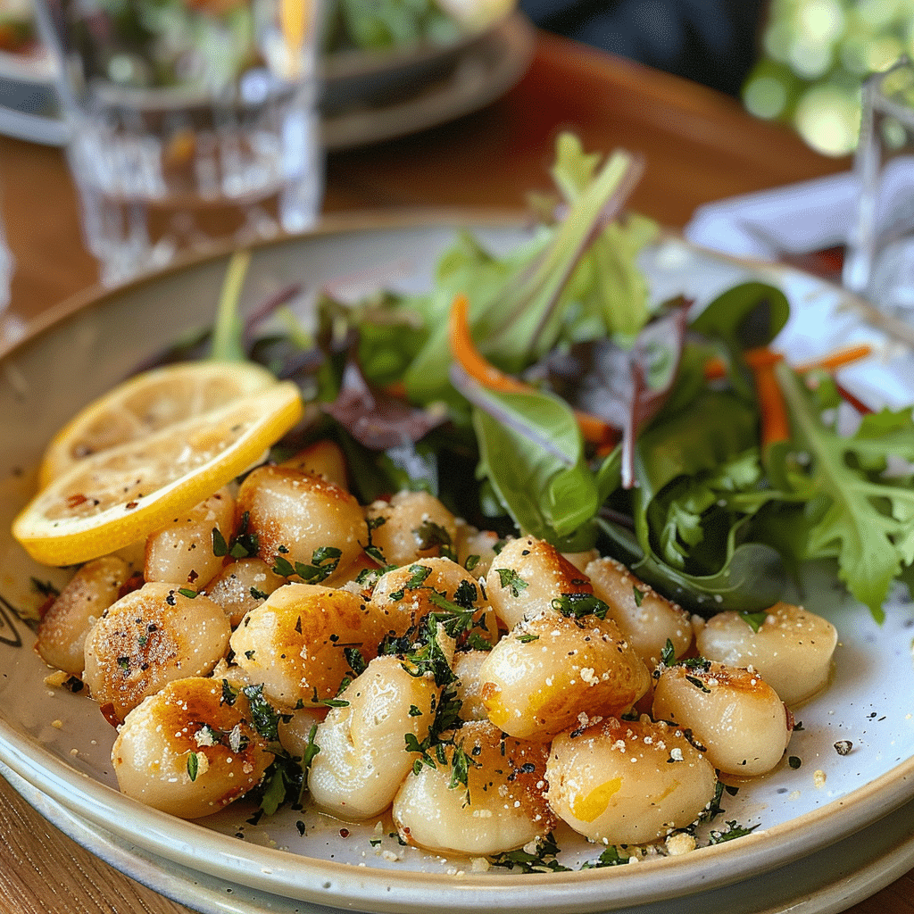 Mediterranean gnocchi easy healthy dinner served with salad