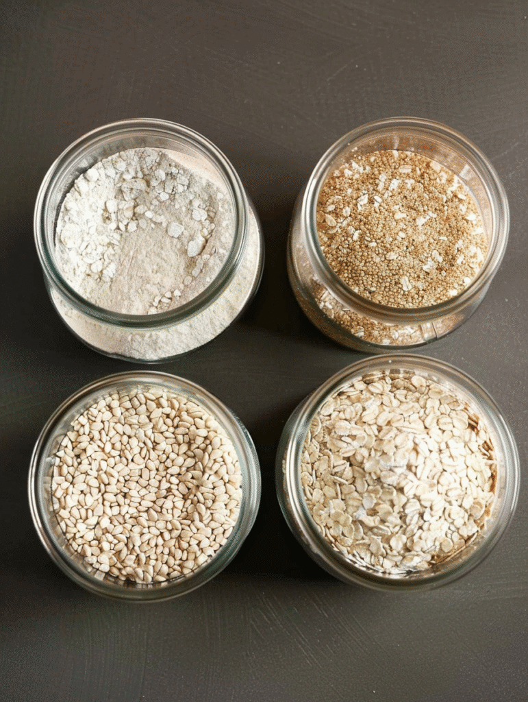 Oats and puffed rice used for granola bar bulk and texture