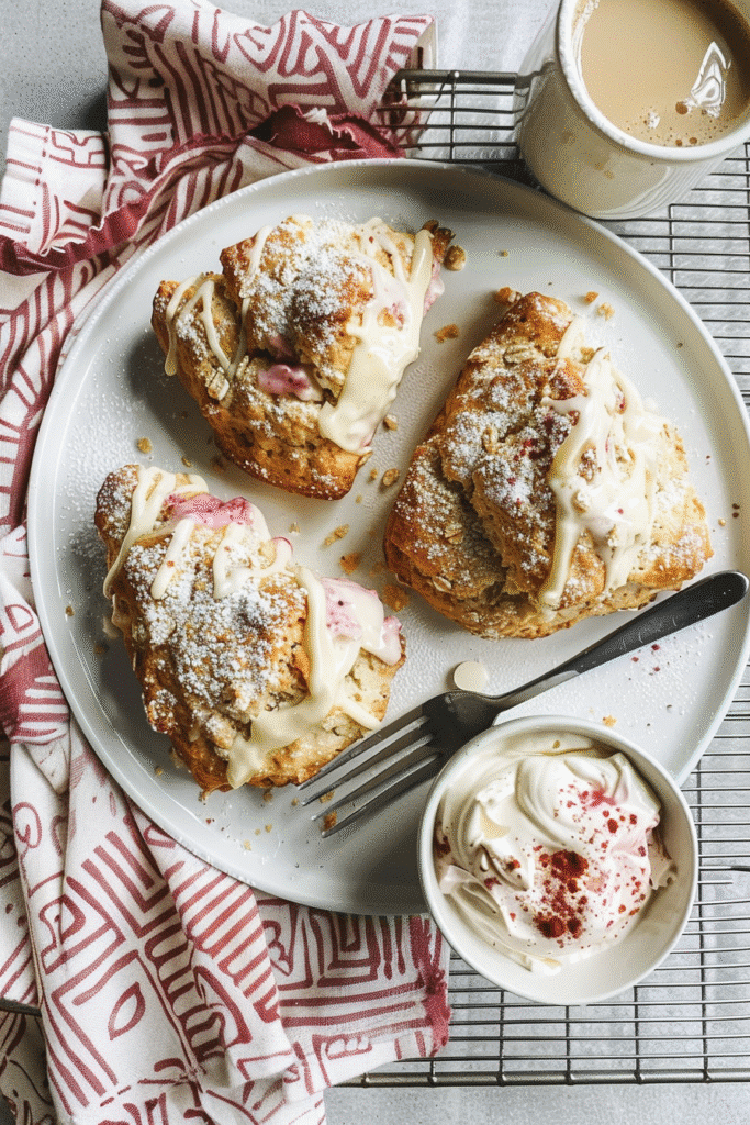 served gluten free white chocolate raspberry scones