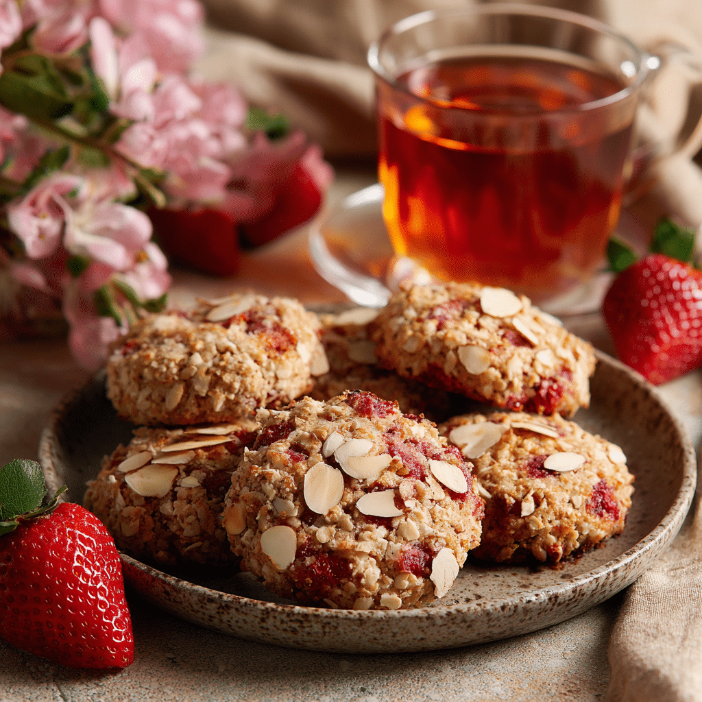 Served strawberry crumble almond cookies gluten free