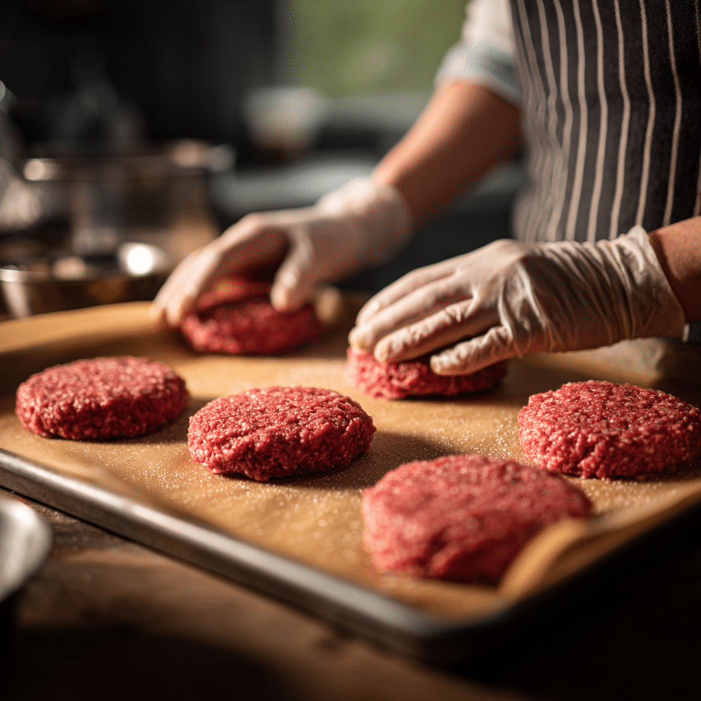 forming bison burger patties by hand