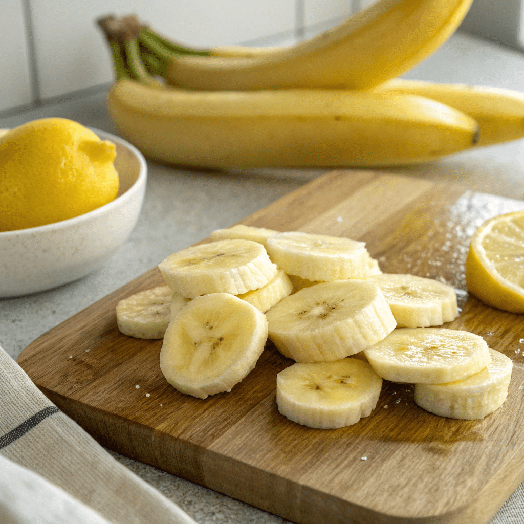  Fresh banana slices for banana cream pie