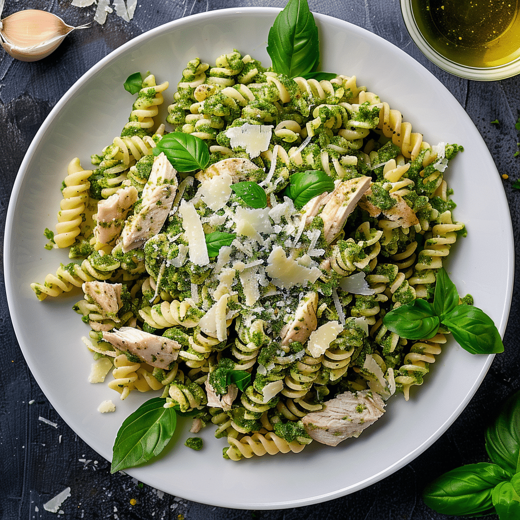 Creamy gluten-free chicken pesto pasta with Parmesan and garlic, 5-Ingredient Gluten-Free Pasta Dinners