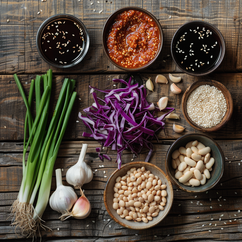  Fresh ingredients for Korean BBQ dense bean salad