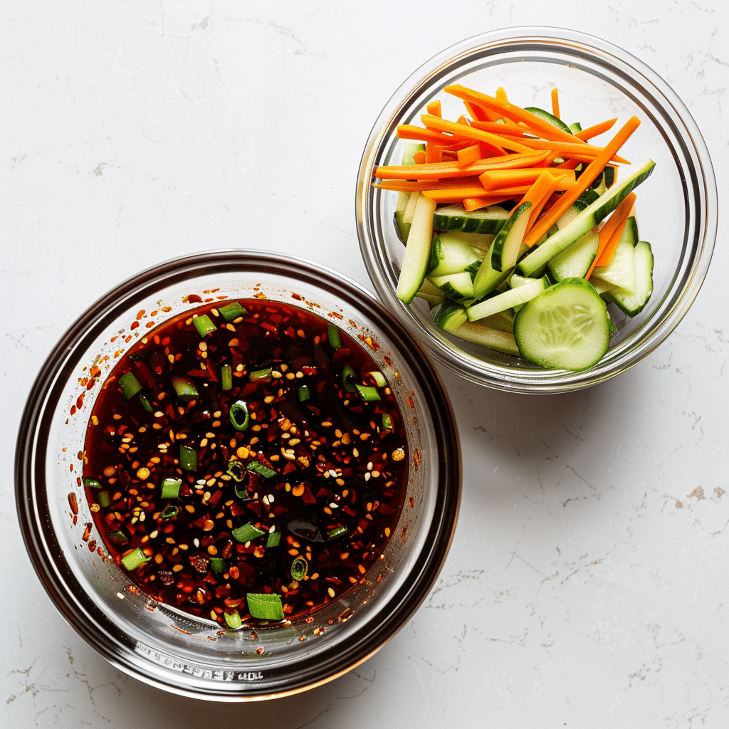 Korean BBQ marinade with beans and fresh vegetables, Korean BBQ dense bean salad