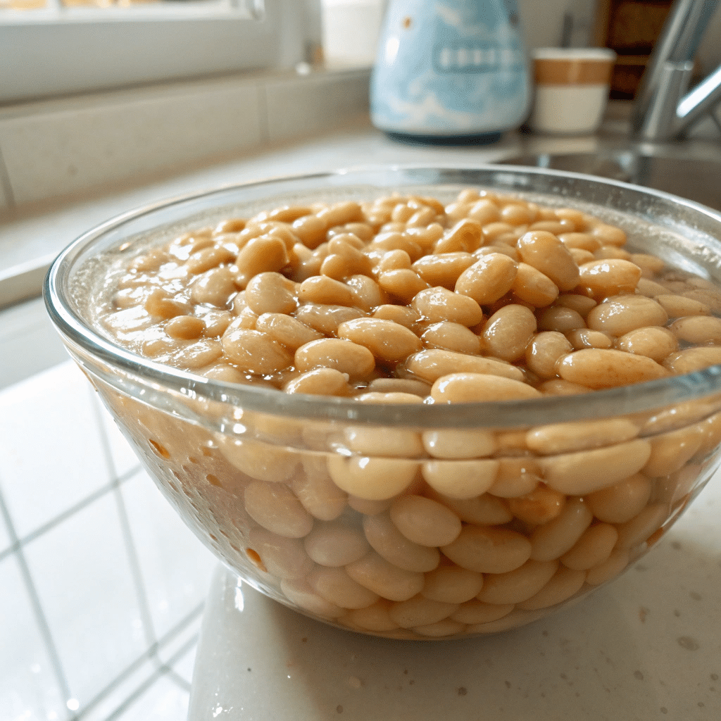 Soaking, cooking, and cooling beans for high protein dense bean salad preparation