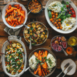Easy gluten free sides on a rustic dinner table