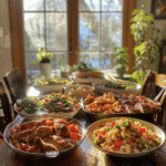 Family-friendly gluten free meals served on a family kitchen table