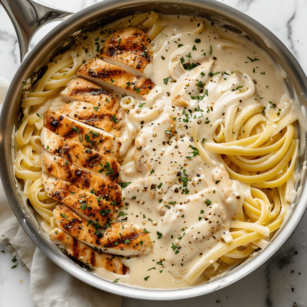Cooking steps for gluten free chicken Alfredo