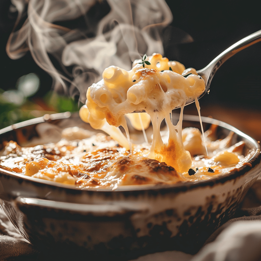 serving gluten free mac and cheese scoop