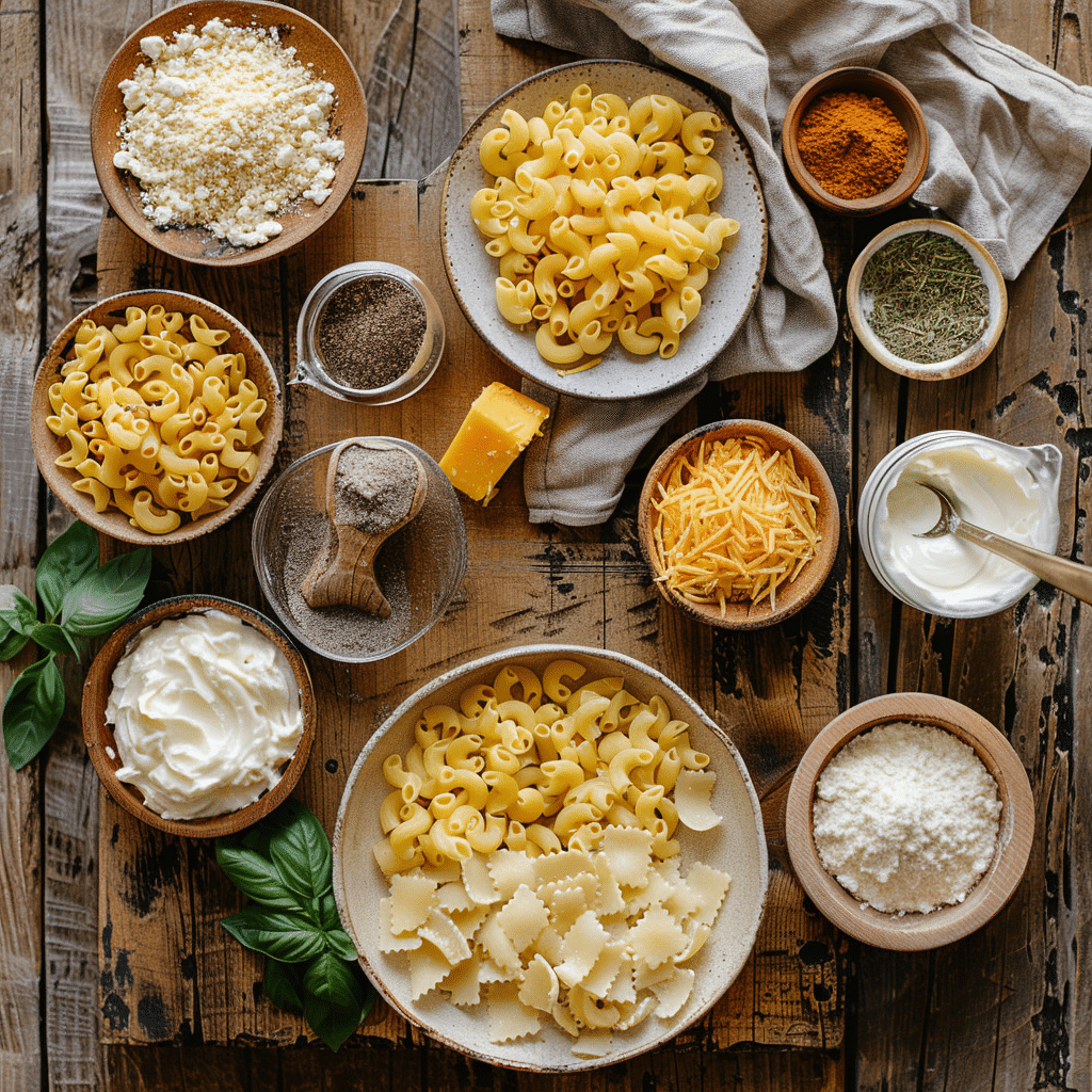 Ingredients for gluten free mac and cheese