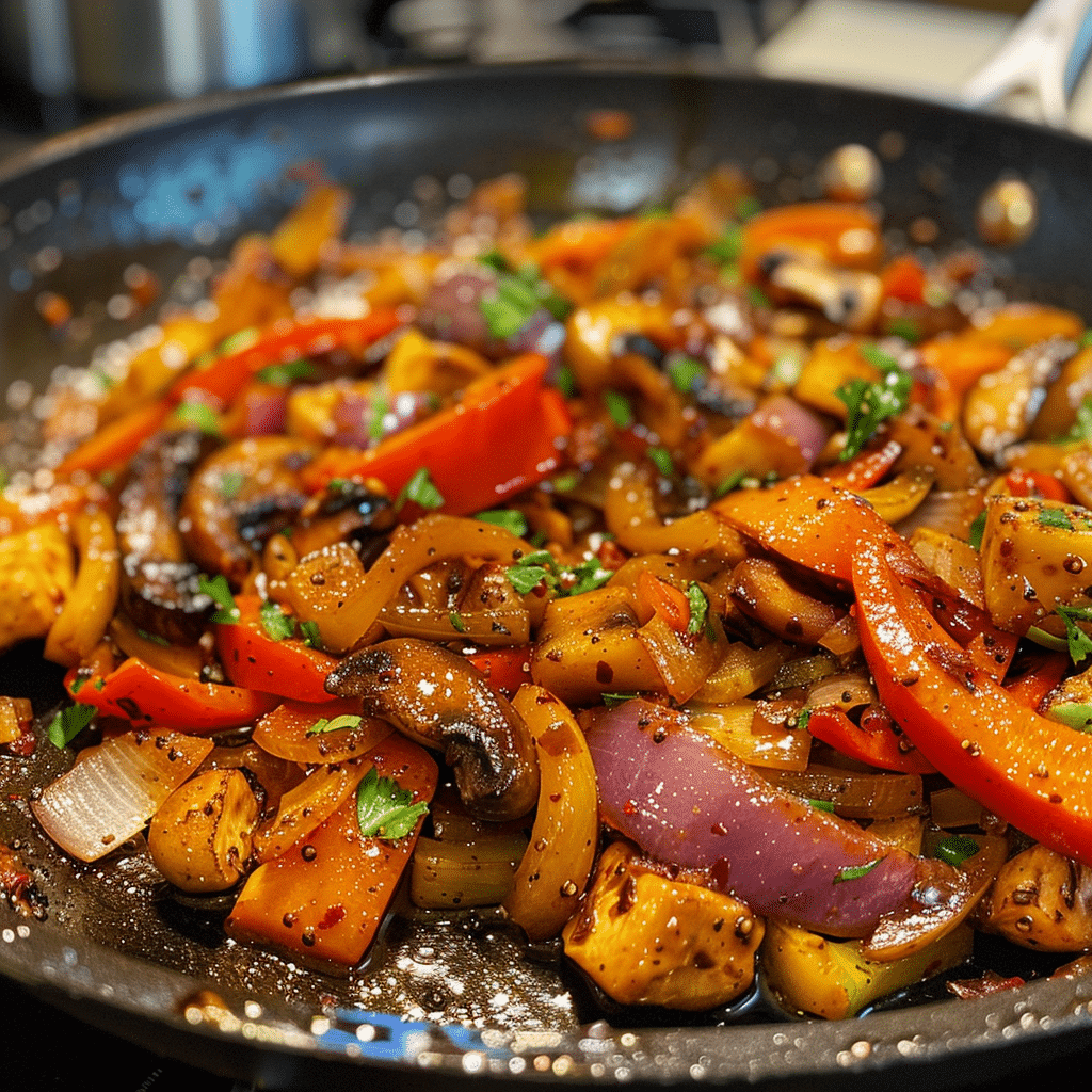 Cooking one-pan vegetarian gluten free stir-fry