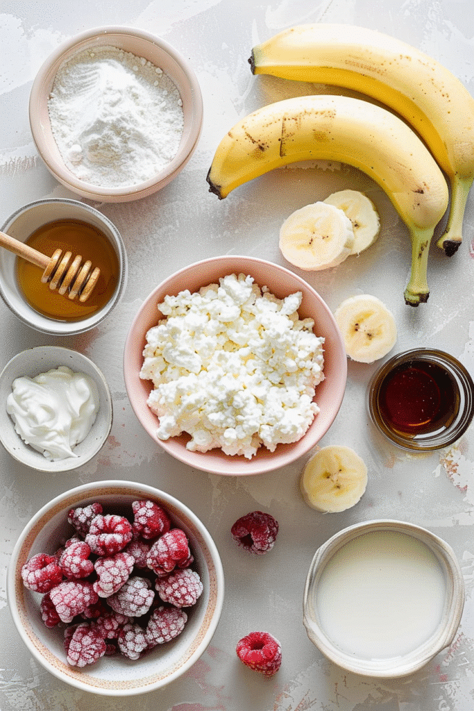 Cottage Cheese Smoothie Ingredients flat lay