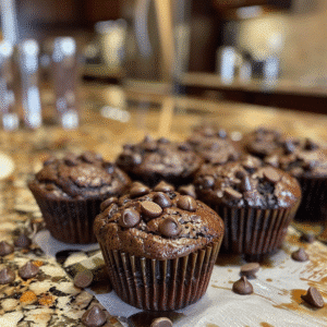 Full batch of double chocolate flourless muffins