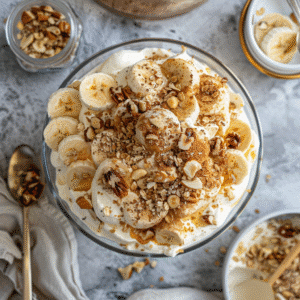 Gluten free banana pudding recipe card visual