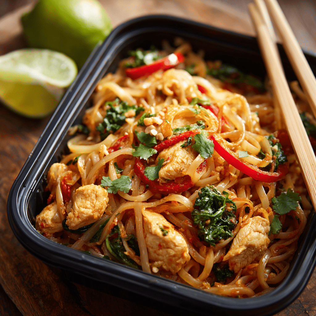 Gluten-Free Chicken Pad Thai Meal Prep in container