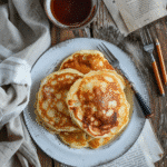 Recipe card for gluten free cottage cheese pancakes
