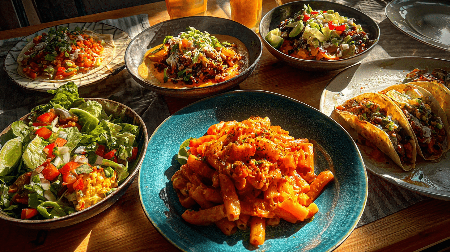 Gluten free dinner ideas displayed on a dinner table