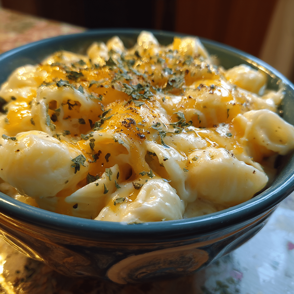 gluten free mac and cheese in a bowl close up