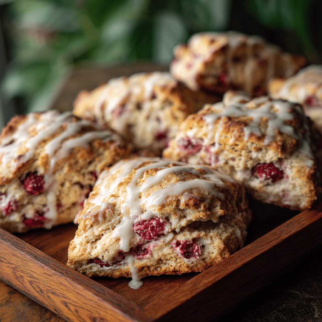 Gluten Free White Chocolate Raspberry Scones fresh from the oven