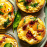 High protein cottage cheese egg bites on a rustic table