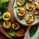 Brunch table with high protein egg bites and other egg dishes