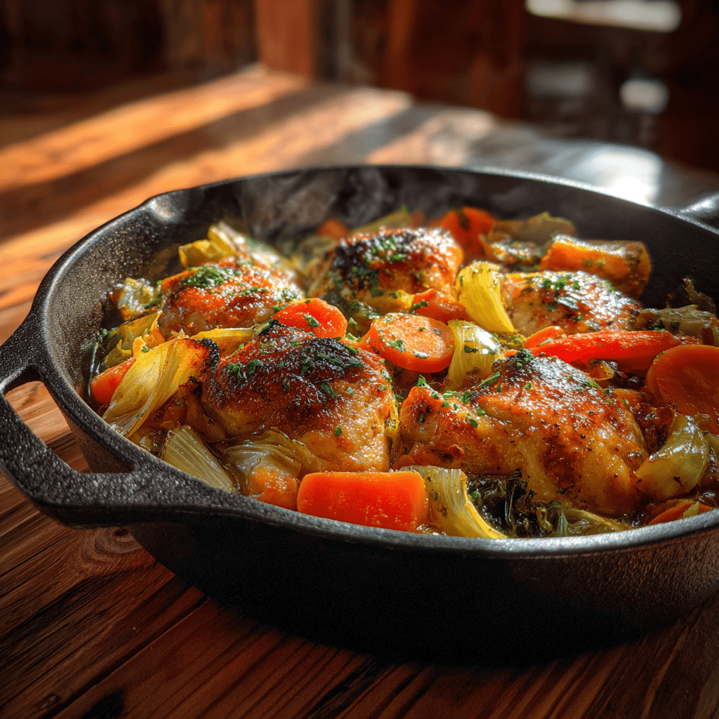 One-pan gluten free meal in a cast iron skillet
