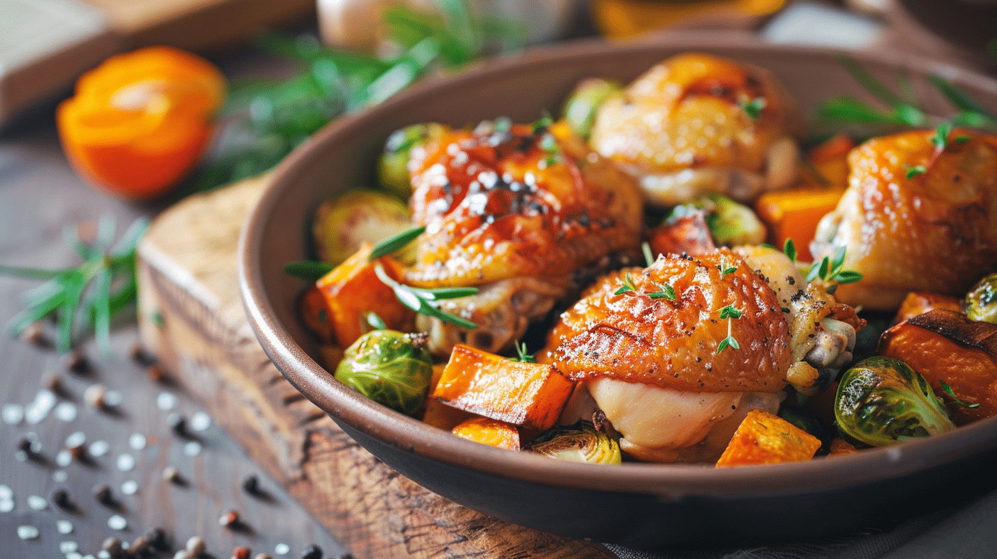 One-pan gluten free meal on kitchen counter