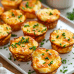 Cottage cheese egg bites served on a white plate with garnish