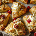gluten free white chocolate raspberry scones cooling after baking