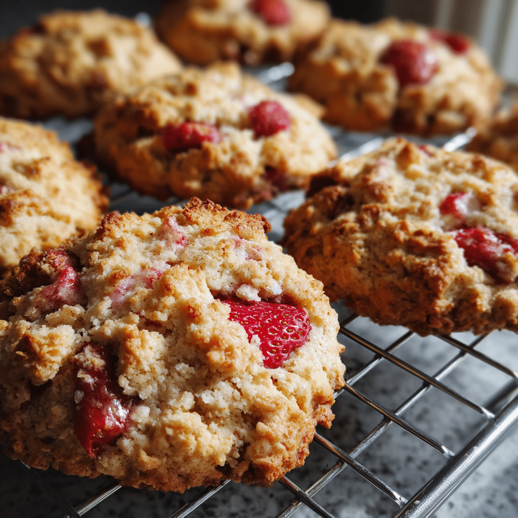 Strawberry crumble almond cookies gluten free fresh from oven