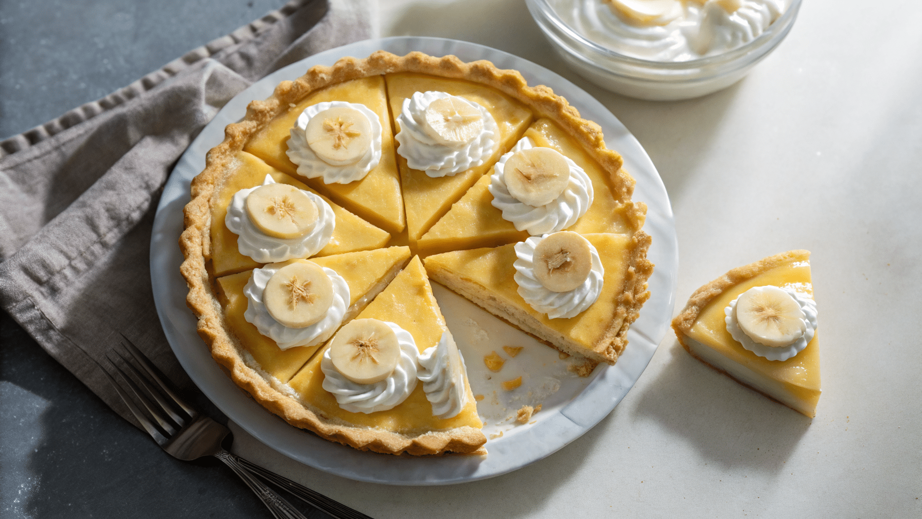 Banana Cream Pie with creamy filling and golden crust