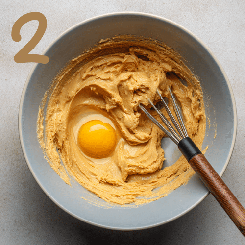 Gluten-free peanut butter and chocolate chip cookie dough mixed in a bowl until smooth.