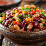 Korean BBQ dense bean salad vibrant close-up