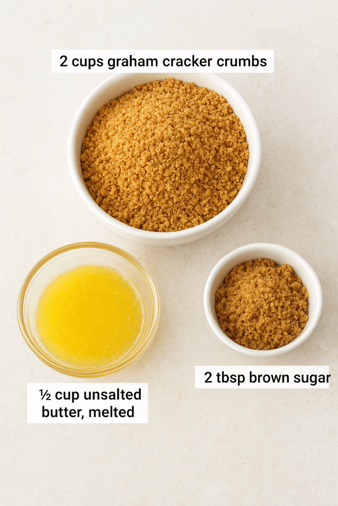 Bowl of gluten-free graham cracker crumbs with melted butter and brown sugar ready for cheesecake crust
