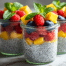 Chia pudding meal prep on a kitchen counter