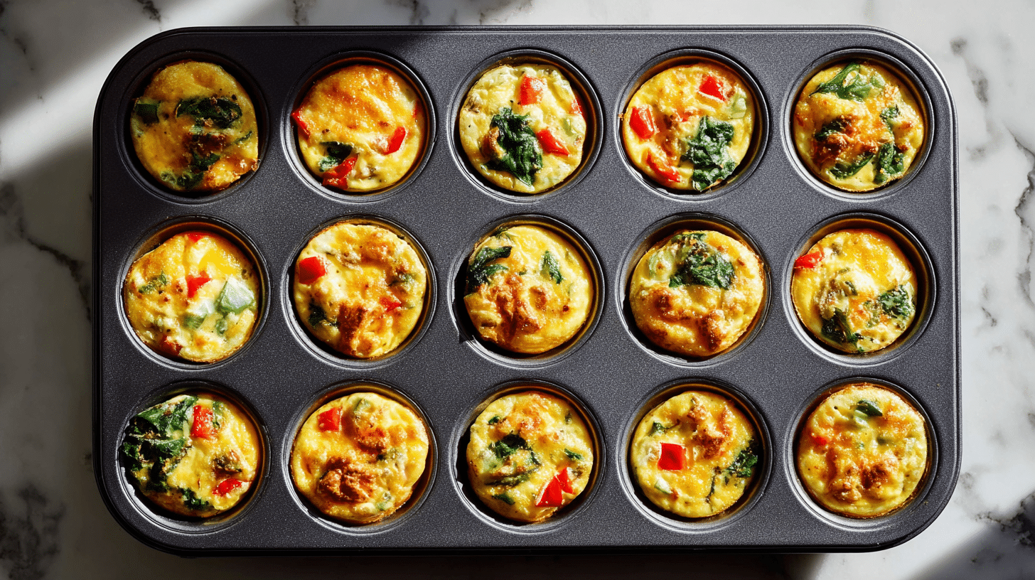 Freshly baked egg muffins (gluten-free) in tray