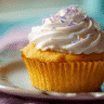 Close-up of a golden gluten-free cupcake on a plate, natural lighting, focus on texture and color.Gluten-Free Cupcake Recipe