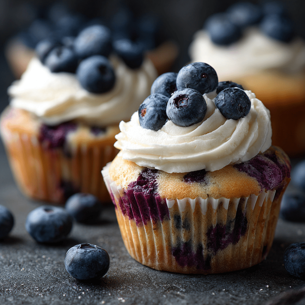Gluten-free cupcakes with unsweetened blueberries inside, cooling on a wire rack, ready to frost.