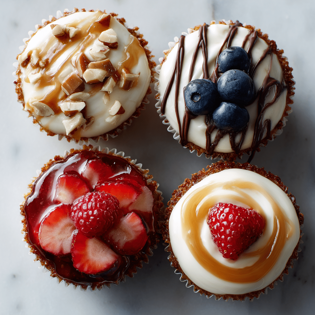 Gluten-free cupcakes with frosting and fruit glazes, decorated and ready to serve.