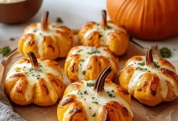 Delicious pizza-stuffed pumpkins served for a cozy fall feast