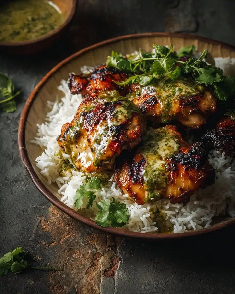 Delicious Peruvian chicken dish served with creamy green sauce
