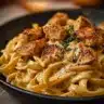 Delicious Cajun Chicken Pasta served with creamy sauce and spices