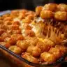 Delicious Chili Cheese Tater Tot Casserole served in a baking dish